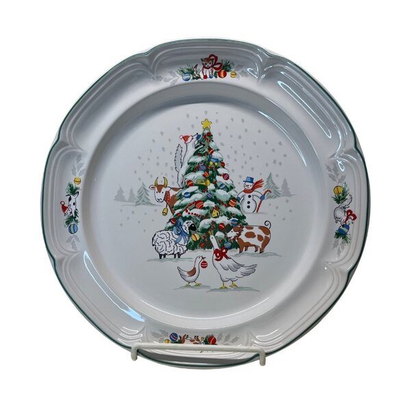 International China Country Christmas Chop Plate Platter Goose Cow Lamb 12 1/2" - Picture 1 of 3